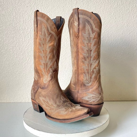 Lane Boots Shoes - NEW Lane Boots LEXINGTON Womens Sz 9.5 Cowgirl Brown Stitched Western Wedding